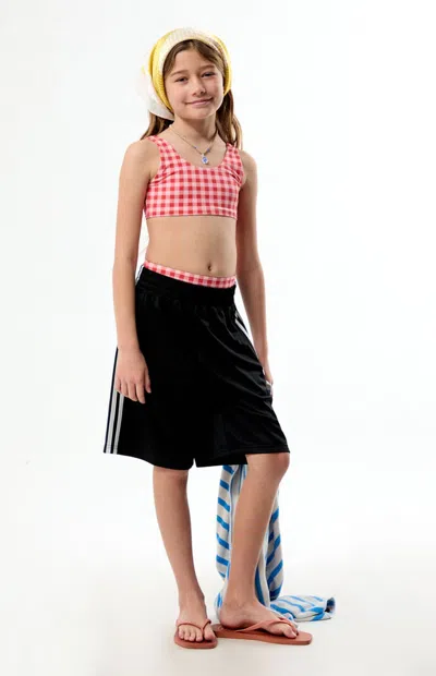 Pacsun Kids' Red Checkered Tank & High Waisted Bikini Set In Black