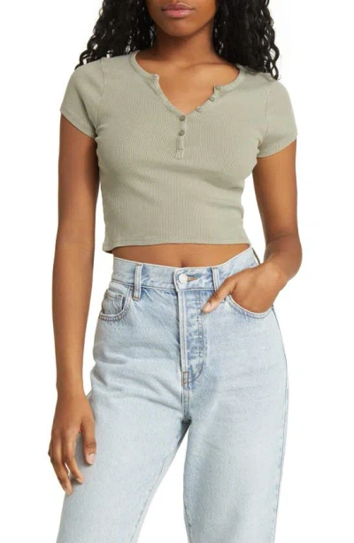 Pacsun Rib Cotton Henley Top In Vetiver