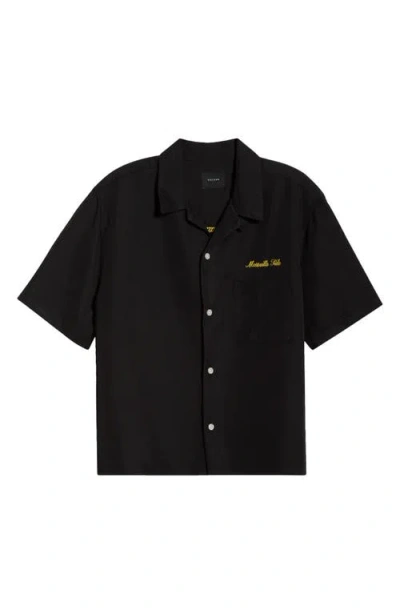 Pacsun Ribbon Embroidered Camp Shirt In Black