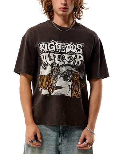 Pacsun Righteous Ruler Cotton Crewneck Graphic T-shirt In Black