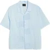 Pacsun Ritz Pointelle Cotton Poplin Camp Shirt In Blue