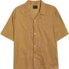 Pacsun Ritz Pointelle Cotton Poplin Camp Shirt In Brown