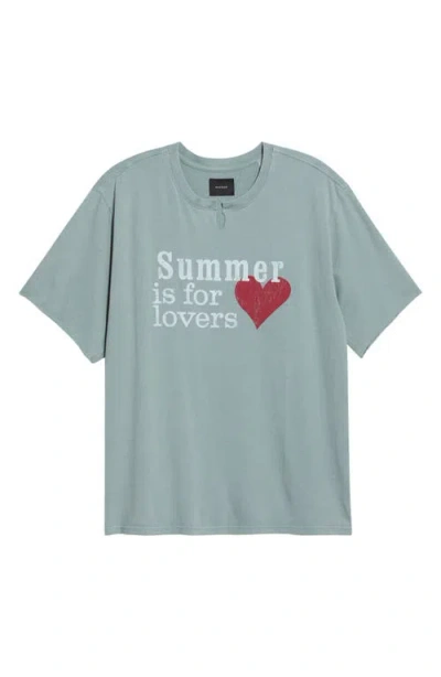 Pacsun Roll Cuff Summer Lovers Graphic T-shirt In Green