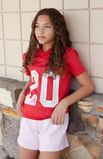 Pacsun Rose Embroidered Sweat Shorts In Pink In White