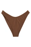 Pacsun Rosie High Leg Scoop Bikini Bottoms In Chestnut/light Pink Rose