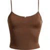 Pacsun Rosie Tankini Top In Chestnut/light Pink Rose