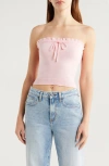 Pacsun Ruffle Edge Knit Tube Top In Almond Blossom