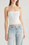 Pacsun Ruffle Edge Knit Tube Top In Bright White
