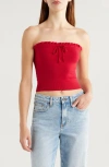Pacsun Ruffle Edge Knit Tube Top In Jester Red