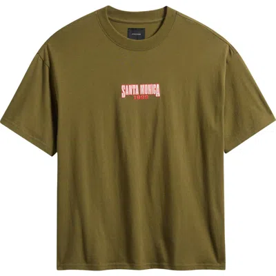 Pacsun Santa Monica Embroidered T-shirt In Green