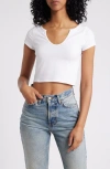 Pacsun Sculpted Notch Cotton Crop T-shirt In Bright White