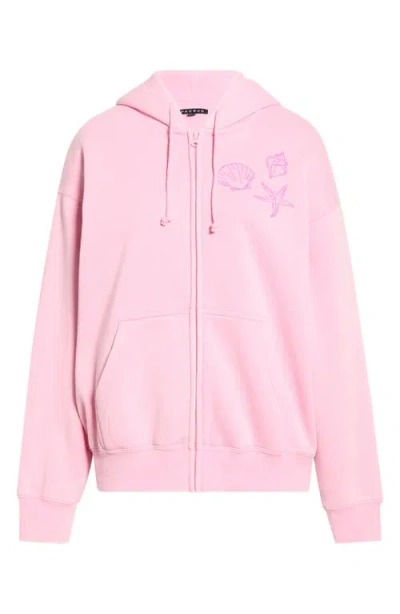 Pacsun Seashell Front Zip Hoodie In Pink