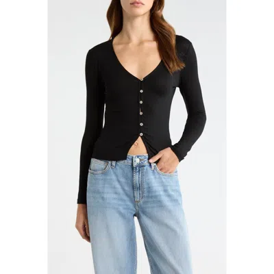 Pacsun Shelby Button-up Knit Top In Black