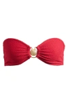 Pacsun Shelley Scrunch Bandeau Swim Top In Red