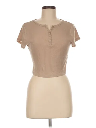 Pre-owned Pacsun Short Sleeve Henley Shirt In Tan