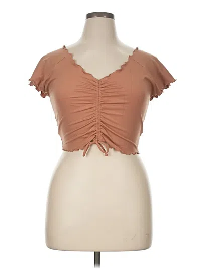 Pre-owned Pacsun Short Sleeve Top Brown Sweetheart Neckline Tops
