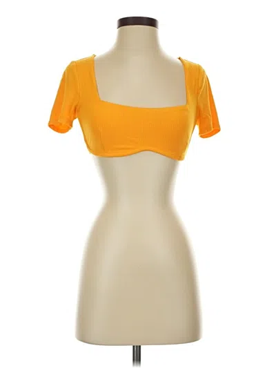 Pre-owned Pacsun Short Sleeve Top Yellow Sweetheart Neckline Tops