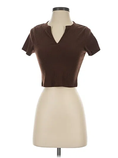 Pre-owned Pacsun Short Sleeve Turtleneck In Brown