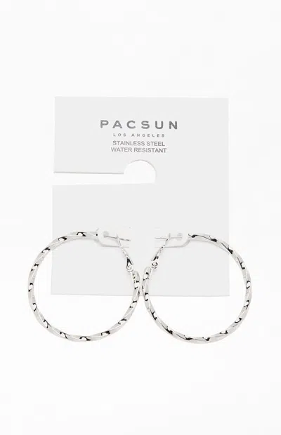 Pacsun Silver Stainless Steel Twisted Hoop Earrings