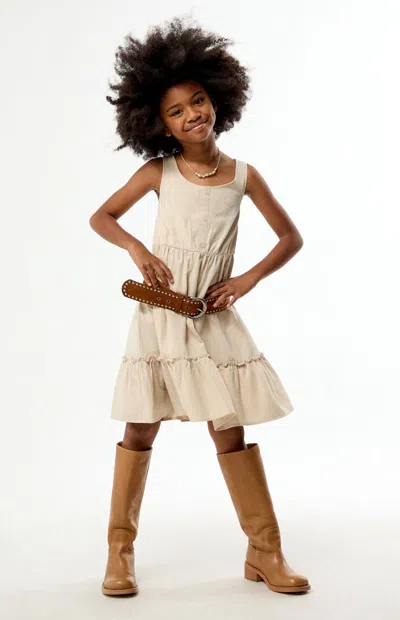 Pacsun Sleeveless Button Front Dress In Tan In Neutral