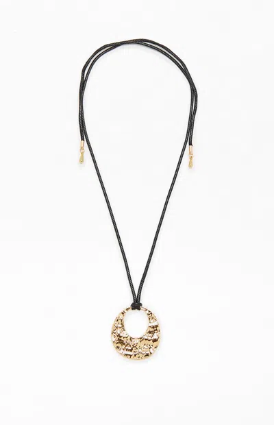 Pacsun Solana Hammered Pendant Necklace In Gold