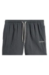 Pacsun Solid Seersucker Swim Trunks In Black Oyster