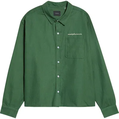 Pacsun Sportster Cotton Canvas Button-up Shirt In Green