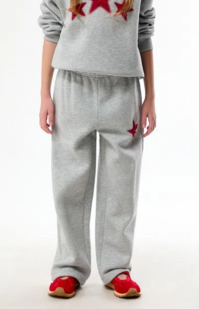 Pacsun Kids' Star Applique Baggy Sweatpants In Heather Grey In Gray