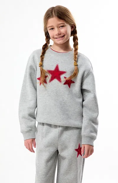 Pacsun Star Applique Crew Neck Sweatshirt In Heather Grey In Gray