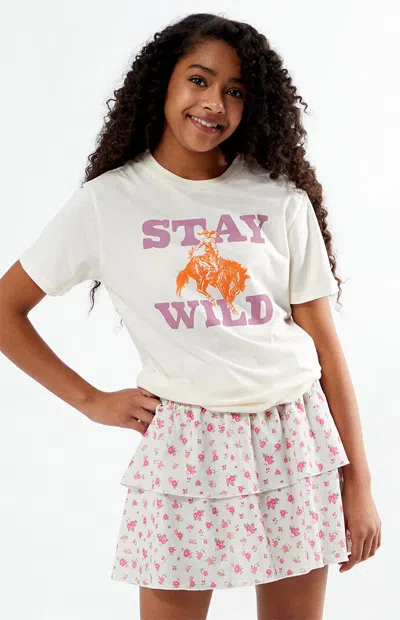Pacsun Stay Wild Cowboy T-shirt In Off White