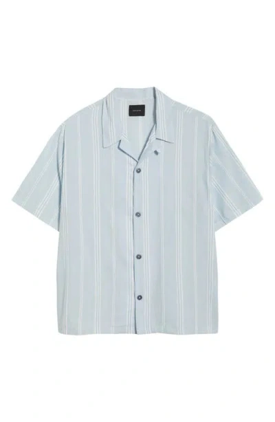 Pacsun Stripe Cotton & Linen Camp Shirt In Blue