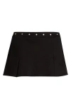 Pacsun Stud Pleated Stretch Cotton Miniskirt In Black
