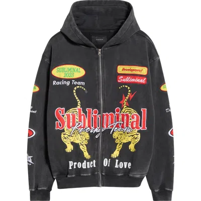 Pacsun Subliminal Racing Zip Hoodie In Black