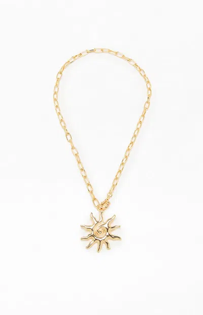 Pacsun Sun Chain Pendant Necklace In Gold In Orange