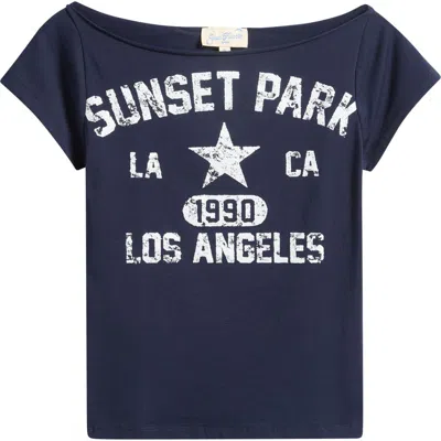 Pacsun Sunset Park Off The Shoulder T-shirt In Blue