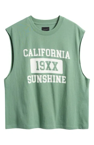 Pacsun Sunshine Graphic Muscle Tank In Green