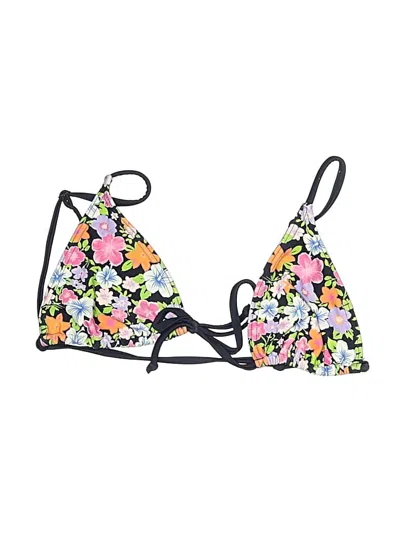 Pre-owned Pacsun Swimsuit Top Black Floral Pattern Swimwear
