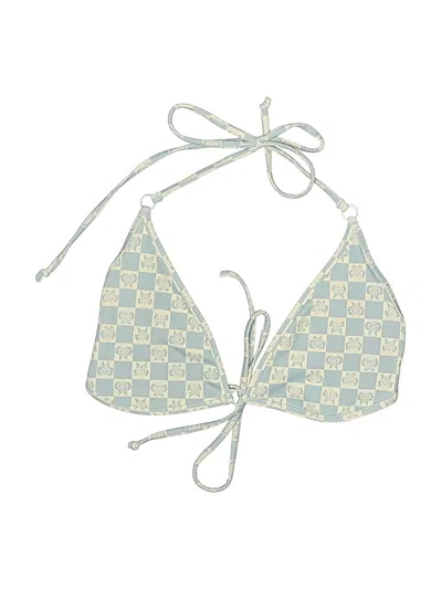 Pre-owned Pacsun Swimsuit Top Blue Checkered/gingham Pattern Swimwear