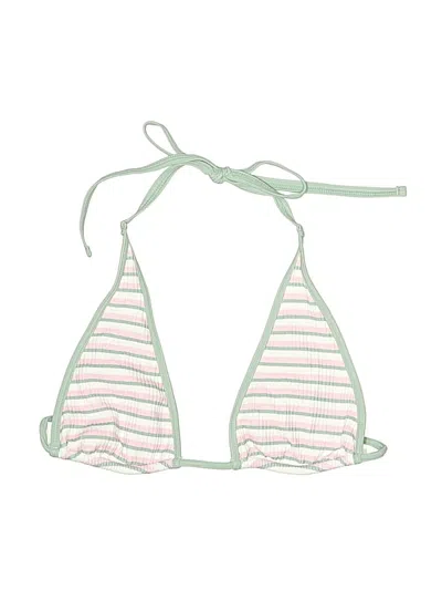 Pre-owned Pacsun Swimsuit Top Green Stripes Pattern Swimwear