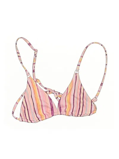 Pre-owned Pacsun Swimsuit Top Pink Stripes Pattern Swimwear