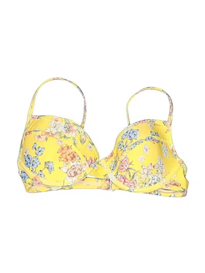 Pre-owned Pacsun Swimsuit Top Yellow Floral Pattern Swimwear
