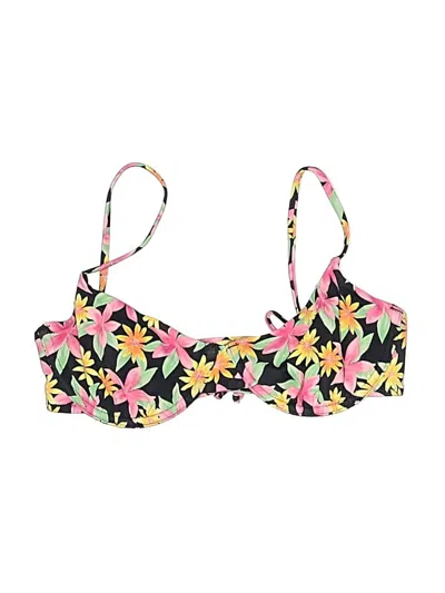 Pre-owned Pacsun Swimsuit Top Yellow Floral Pattern Swimwear