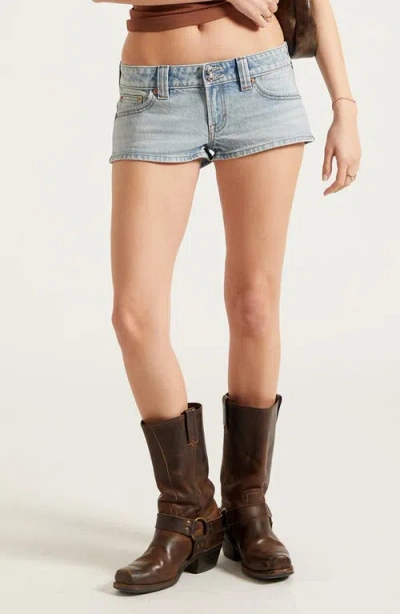 Pacsun Tatum Stripe Low Rise Denim Micro Shorts In Blue