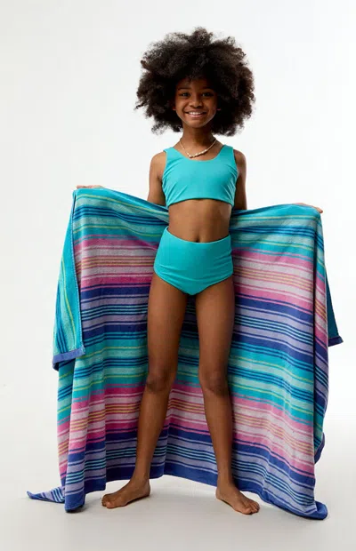 Pacsun Teal Tank & High Waisted Bikini Set In Blue