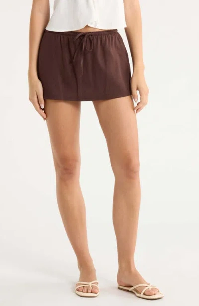Pacsun Tie Waist Miniskirt In Brown