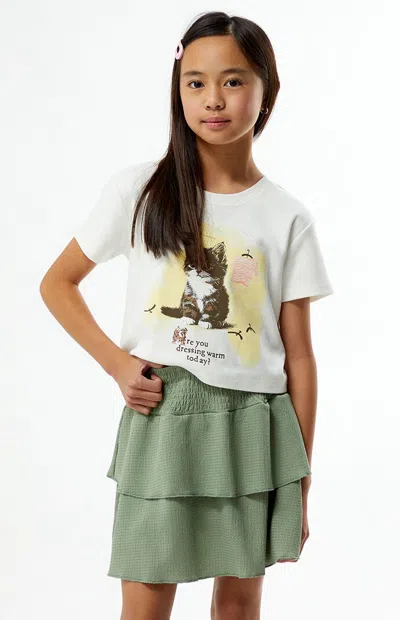 Pacsun Tiered Scrunch Mini Skirt In Sage In Green