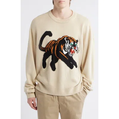 Pacsun Tiger Crewneck Sweater In Cream