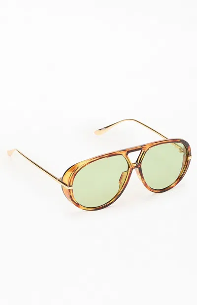 Pacsun Tortoiseshell Lena Mega Aviator Sunglasses In Brown