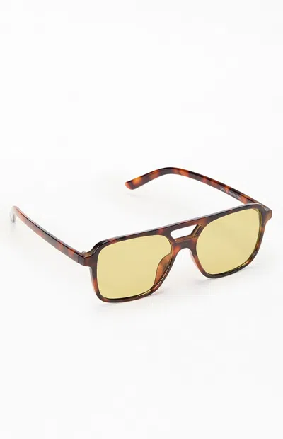 Pacsun Tortoiseshell Violette Plastic Aviator Sunglasses In Brown