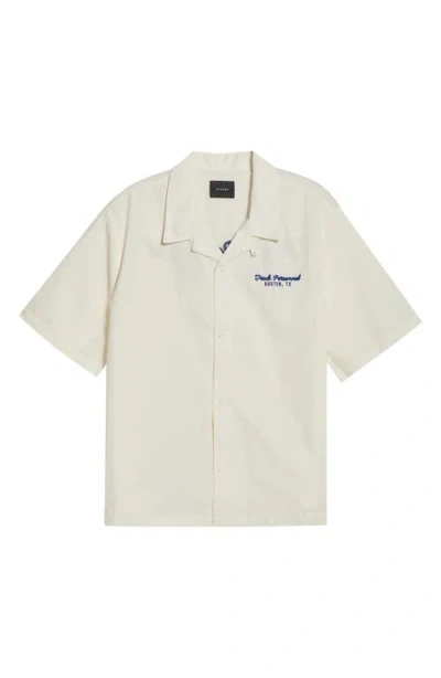 Pacsun Track Embroidered Cotton Camp Shirt In Neutral